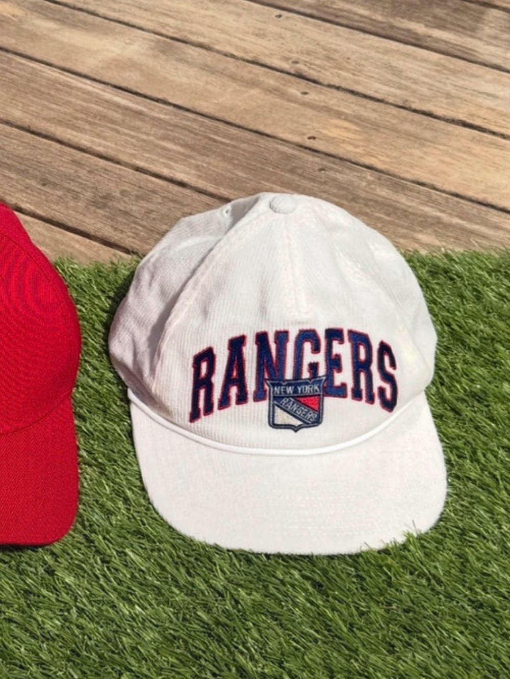New York Rangers White Corduroy Baseball Cap
